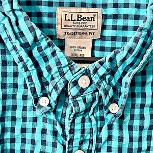 L.L. Bean Vintage Checkered Button Down Shirt - 70s | Teal | Size 3 XL
